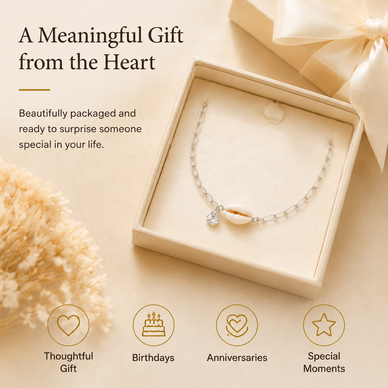 Ocean-Inspired Natural Shell Bracelet with Zircon, Adjustable Silver Chain for Women