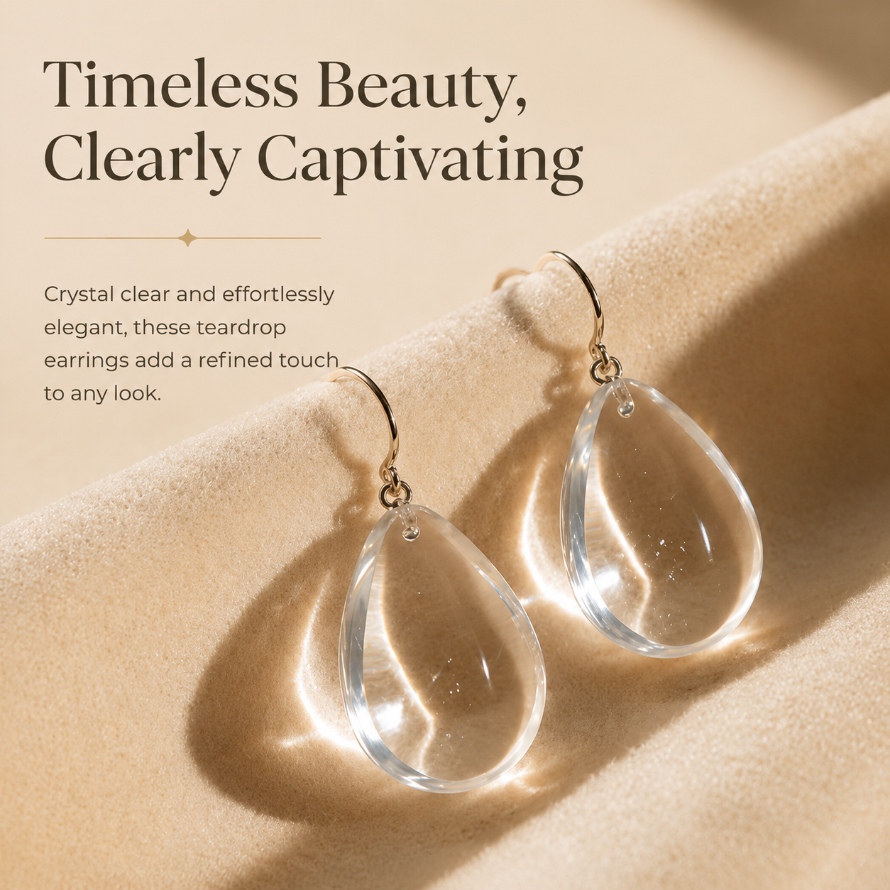 Timeless Teardrop Crystal Earrings, Comfortable Lightweight Dangle Earrings for Women