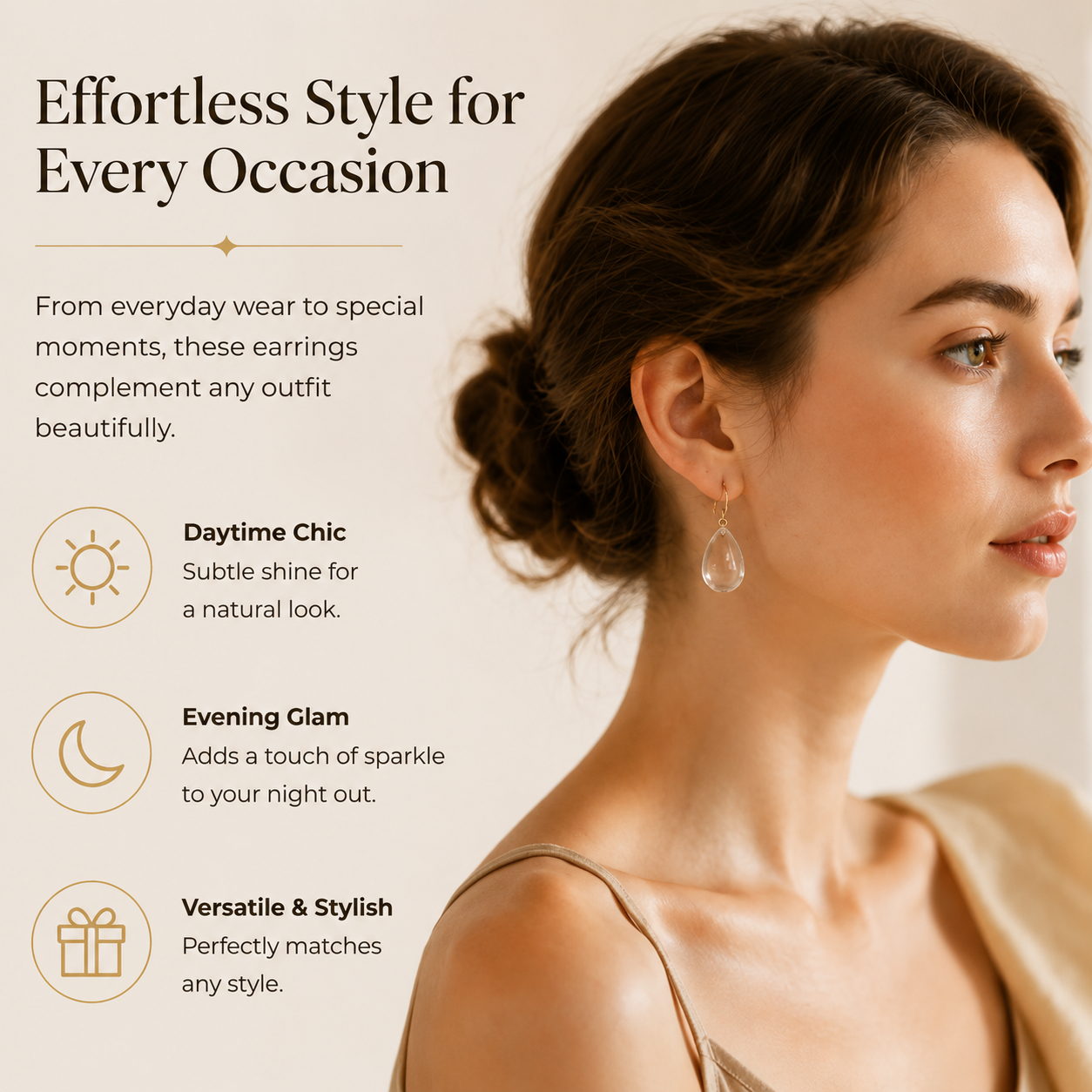 Timeless Teardrop Crystal Earrings, Comfortable Lightweight Dangle Earrings for Women