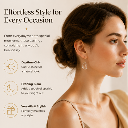 Timeless Teardrop Crystal Earrings, Comfortable Lightweight Dangle Earrings for Women