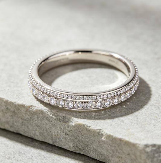 Elegant Micro-Pave CZ Band Ring, Comfort Fit for Women’s Daily & Formal Wear