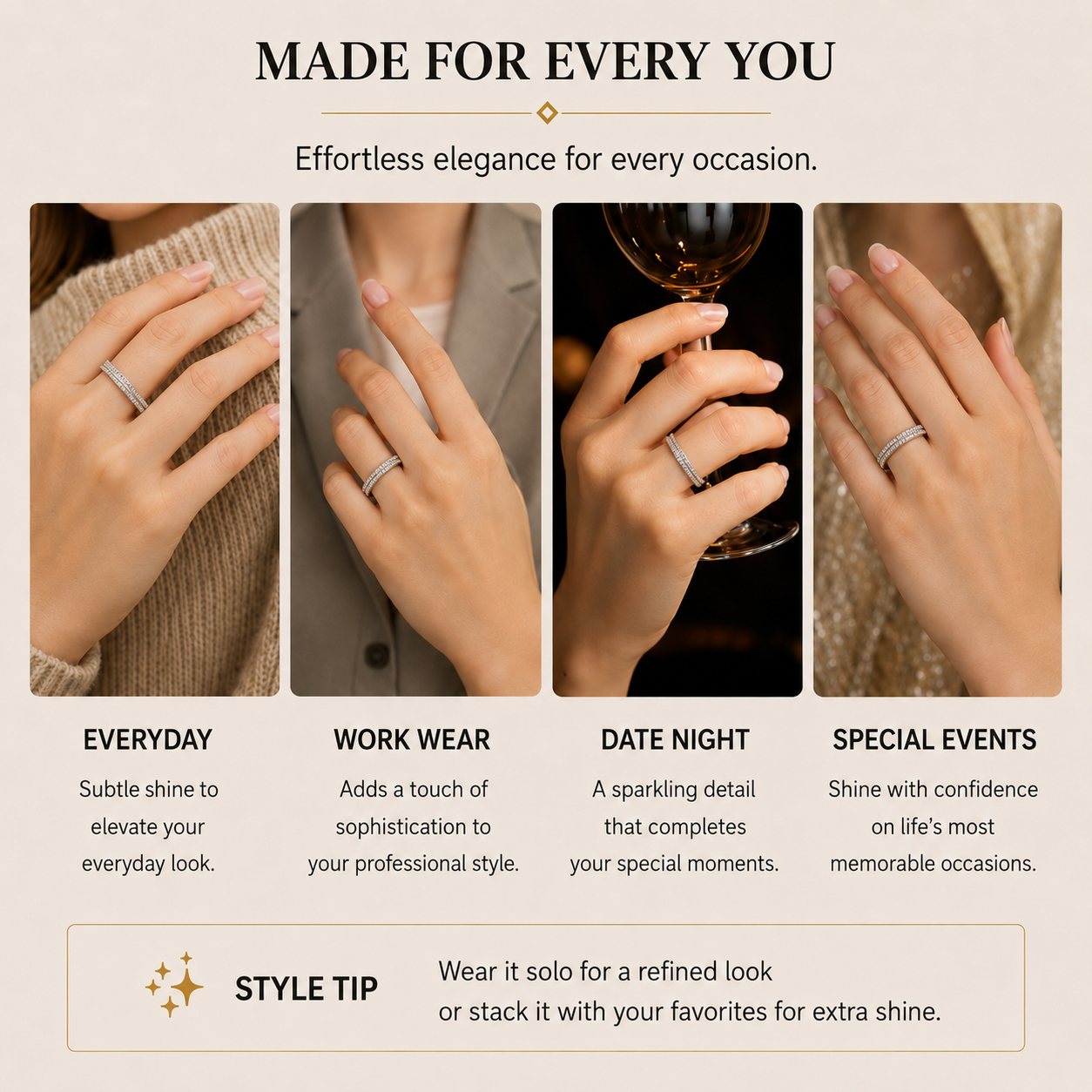 Elegant Micro-Pave CZ Band Ring, Comfort Fit for Women’s Daily & Formal Wear