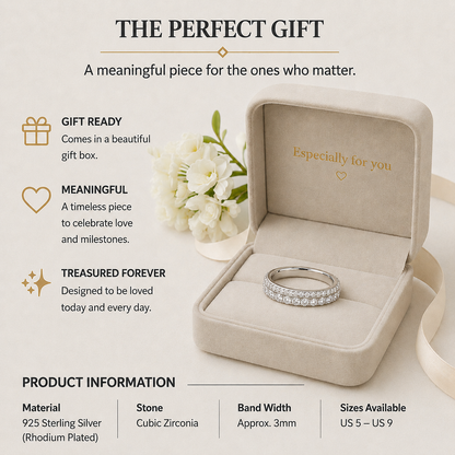 Elegant Micro-Pave CZ Band Ring, Comfort Fit for Women’s Daily & Formal Wear