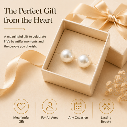 High-Luster Pearl Stud Earrings, Hypoallergenic Silver Earrings for Sensitive Ears