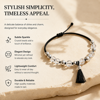 Lightweight Crystal Beaded Cord Bracelet, Tarnish-Resistant Everyday Jewelry