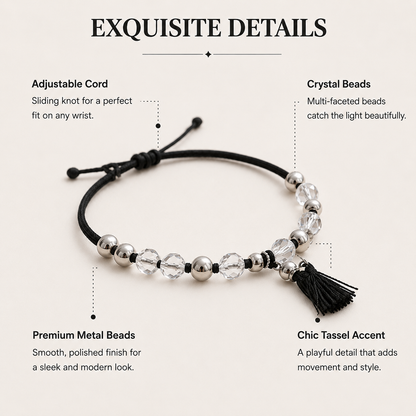 Lightweight Crystal Beaded Cord Bracelet, Tarnish-Resistant Everyday Jewelry