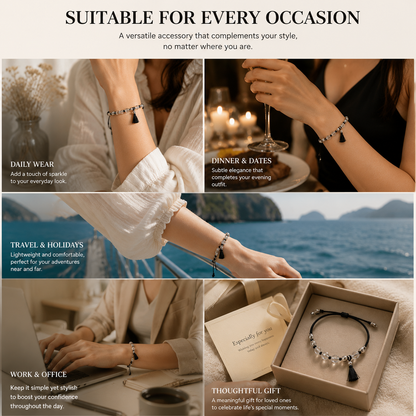 Lightweight Crystal Beaded Cord Bracelet, Tarnish-Resistant Everyday Jewelry