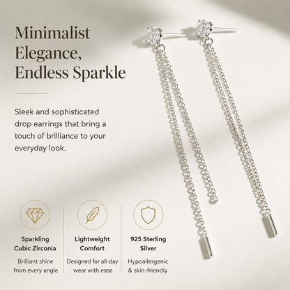Lightweight Zirconia Tassel Earrings, Elegant Everyday & Formal Jewelry