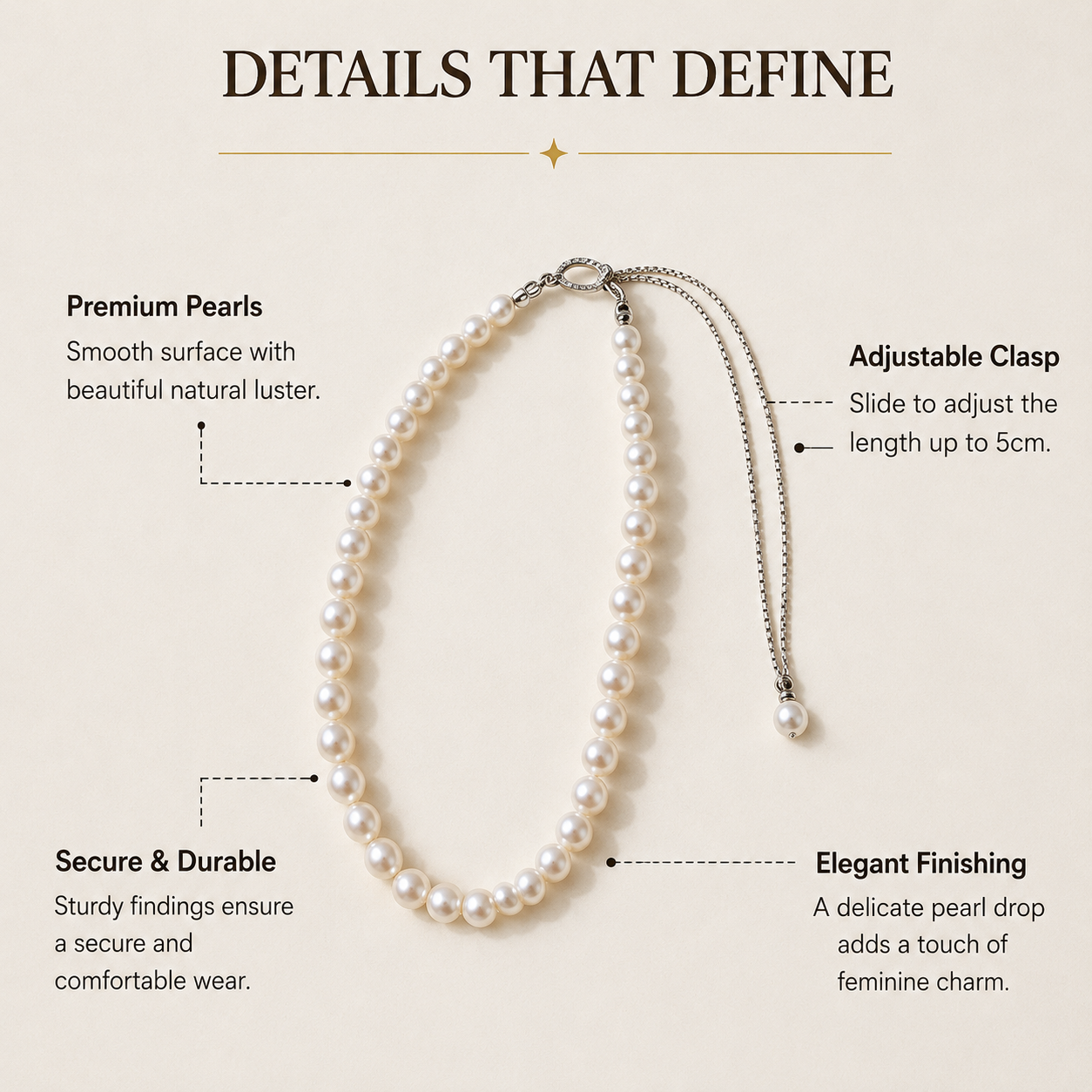 Elegant Adjustable Pearl Choker, Lustrous Natural Pearls for Gifting