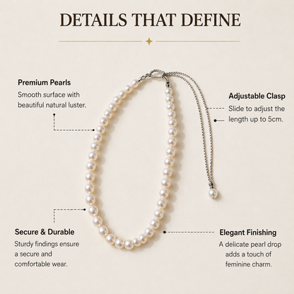 Elegant Adjustable Pearl Choker, Lustrous Natural Pearls for Gifting