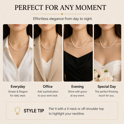 Elegant Adjustable Pearl Choker, Lustrous Natural Pearls for Gifting