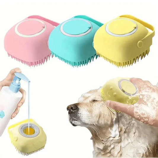1pc Pet Bath Brush With Built-In Soap Reservoir, Suitable For Cats And Dogs